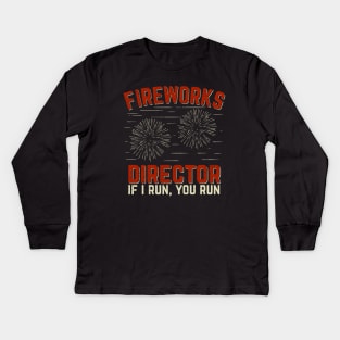 Funny Fireworks Director Fireworks Tech Technician Kids Long Sleeve T-Shirt